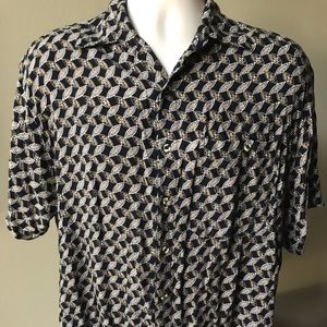 THUMS UP Multicolored ~ Geo Pattern Hawaiian Shirt